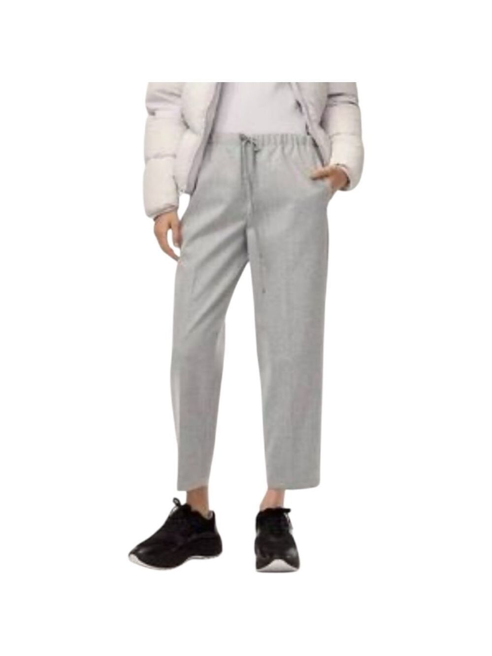 Babaton Aritzia Jimmy Flannel Ankle Pants Sz XS Light Gray Pull on Side Pocket